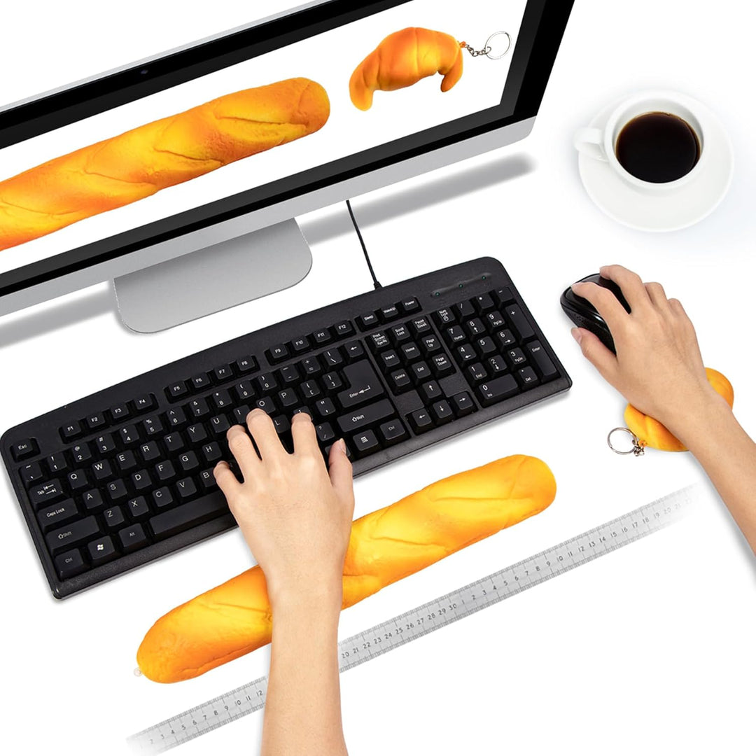 Weiche Toastbrot-Baguette-Form, rutschfeste Tastatur-Handgelenkauflage für Büro, Computer, Laptop un