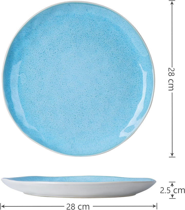 MIAMIO – 6 x 28 cm Teller/Speiseteller Set aus Steingut Keramik Geschirr Set Handmade - Lumera Kolle