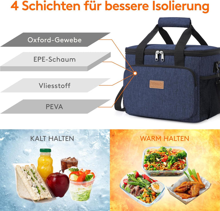 Lifewit Kühltasche klein, Isolierte Cooler Bag, Lunchtasche 9L 12 Dosen Dunkelblau 9L, Dunkelblau 9L