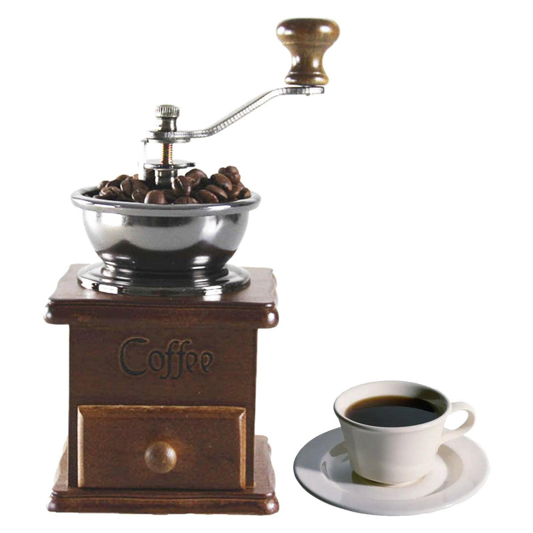 WEITING Manuelle Kaffeemühle – Manuelle Kaffeemühle aus Holz, Vintage, Antik-Keramik, Handkurbel, Ka