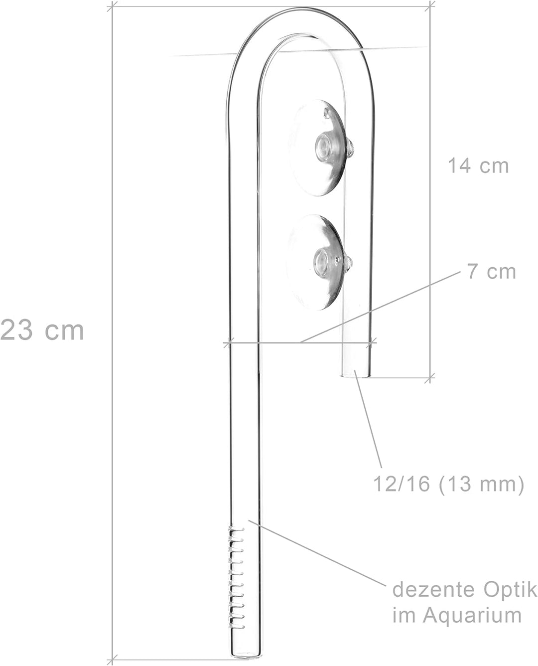 USCAPE Inflow Glas - Aquarium Filtereinlauf Glasware (13mm (12/16mm) / 23cm (H)), 13mm (12/16mm) / 2