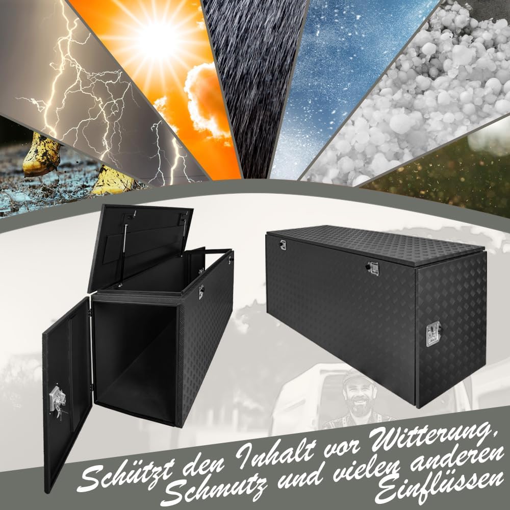 Trucky Truckbox Aluminium Abschliessbar Deichselbox Alu Kiste Anhängerbox | Modell P900, 196x59x80cm