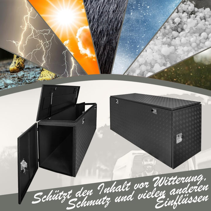 Trucky Truckbox Aluminium Abschliessbar Deichselbox Alu Kiste Anhängerbox | Modell P900, 196x59x80cm