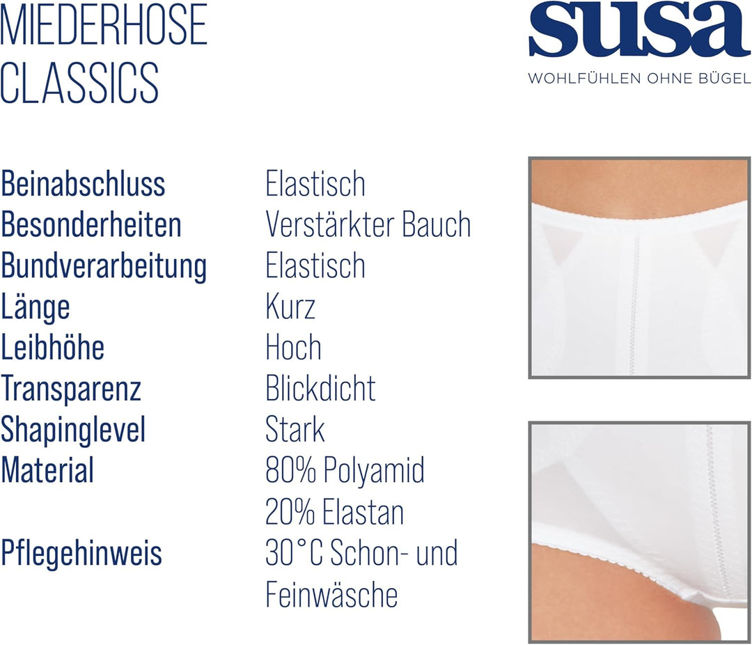 Susa Damen Miederhose Classics, Damen Unterwäsche I Shapewear Damen Shorts I Mit betontem Shaping Ef