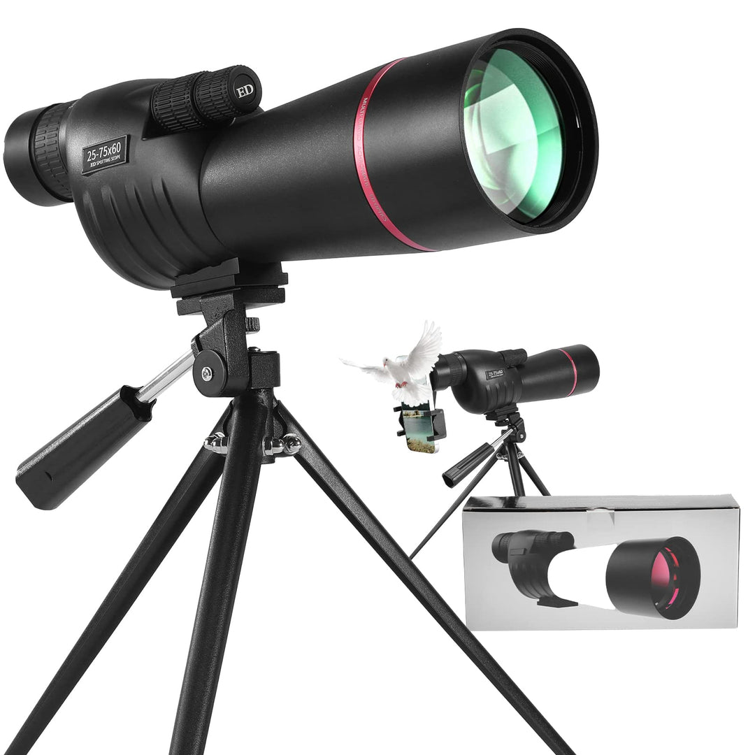 Spektiv für Zielschiessen - HD Spektiv mit Stativ Tragetasche & Smartphone Halterung - BAK4 Wasserdi