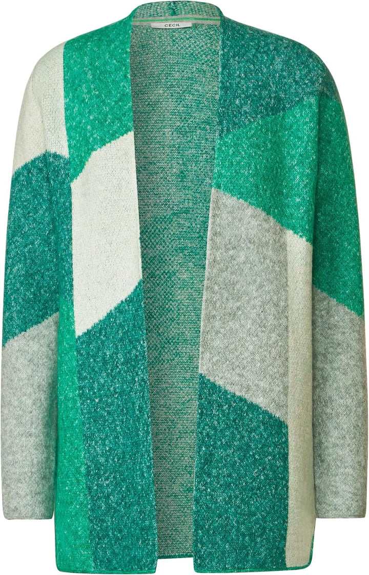 Cecil Damen Strickjacke Gemustert M Bright Green Melange, M Bright Green Melange