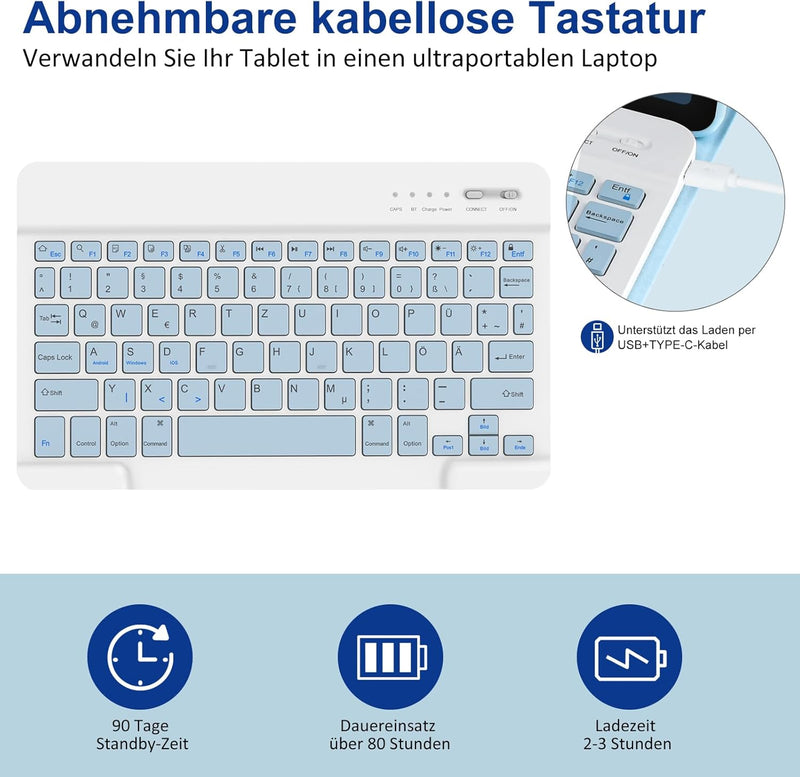 Tastatur Hülle für Samsung Galaxy Tab А9+ 11 Zoll 2023(SM-X210/X215/X216B), Schutzhülle mit Automati