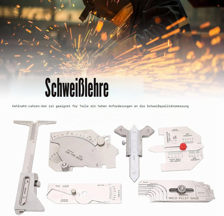 6 Stücke Kehlnahtlehre Schweisslehre Unterschnitte Prüflehre Schweissgeräte Zubehör Winkelmesswerkze