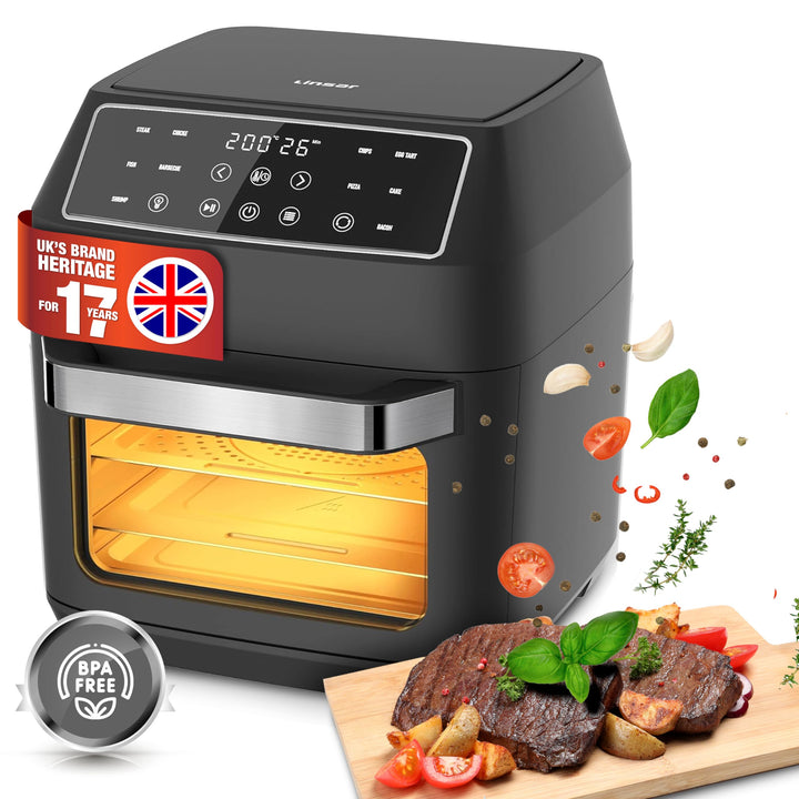 Heissluftfritteuse 12 Liter, Multifunktions Mini Backofen, 10 in 1 Heissluftfritteuse mit digitalen