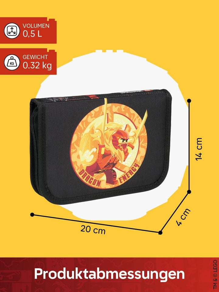 SKANDO BAGS Etui mit Inhalt Lego NINJAGO, Dragon Energy: Enthält Bleistifte, Farbstifte, Radiergummi