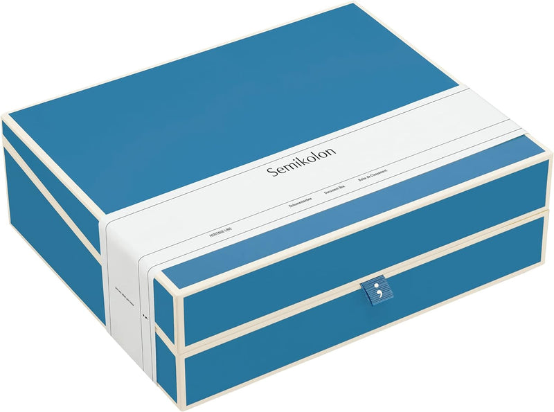 Semikolon 364102 Dokumentenbox – Aufbewahrungs-Box für Dokumente A4 – 31,5 x 26 x 10 cm – azzurro he