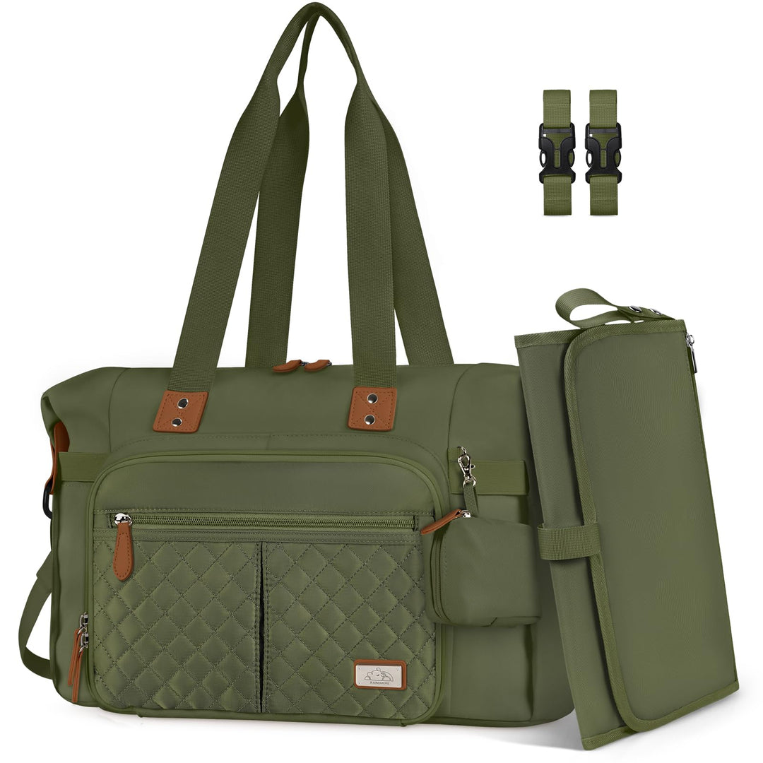 RAINSMORE Baby Wickeltasche Gross mit Schnullertasche und Wickelunterlage Multifunktions Babytasche