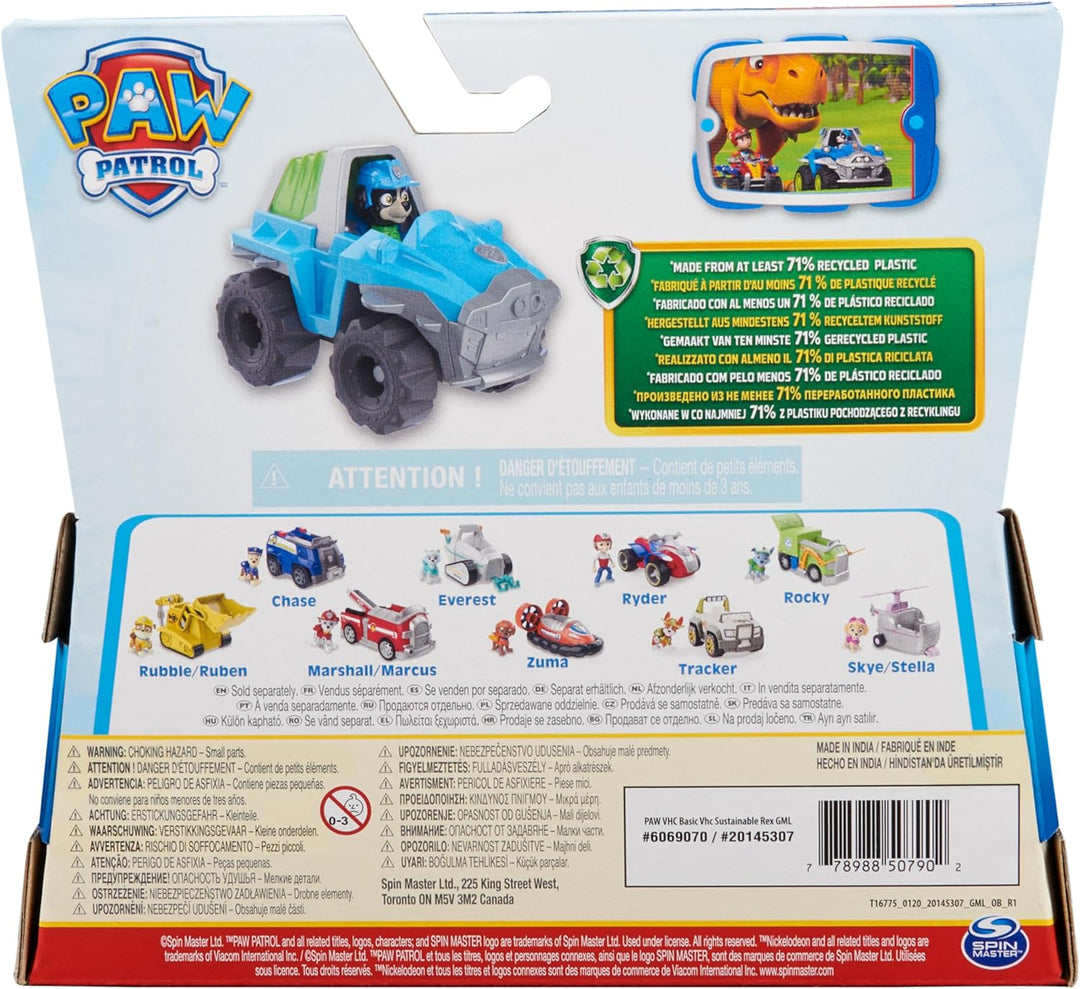 PAW PATROL, Dinosaurier-Rettungsfahrzeug mit Rex-Figur (Sustainable Basic Vehicle/Basis Fahrzeug), S