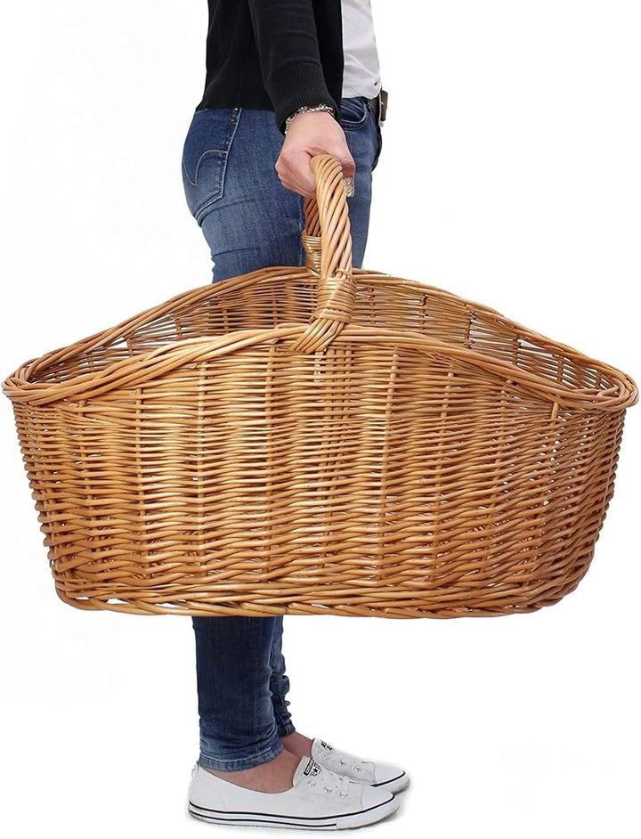 Dekoleidenschaft XXL Einkaufskorb Maxi aus Weide Natur, 68x49 cm gross, Tragekorb geflochten, Erntek