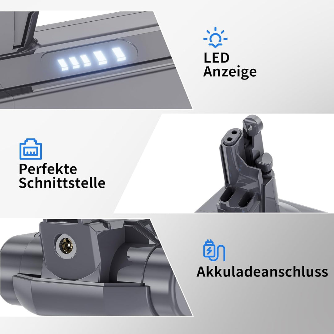 Akku für Dyson V10, Ersatzakku für Dyson V10 SV12 Staubsaugern(mit Zubehör) | Ersatz für Dyson V10 A