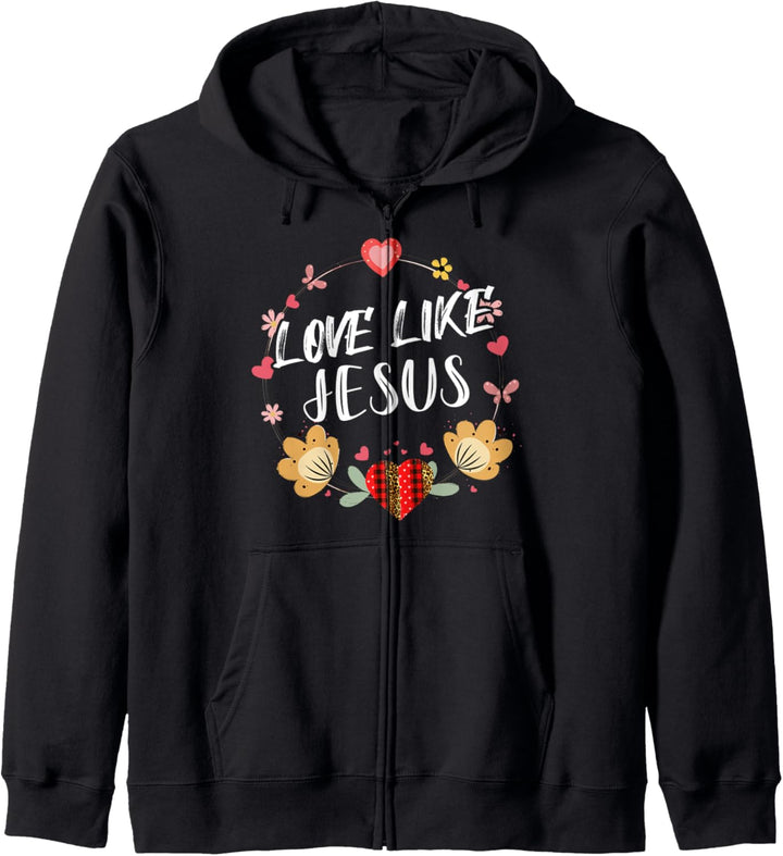 Christian Valentines Day Love Like Jesus Buffalo Plaid Heart Kapuzenjacke