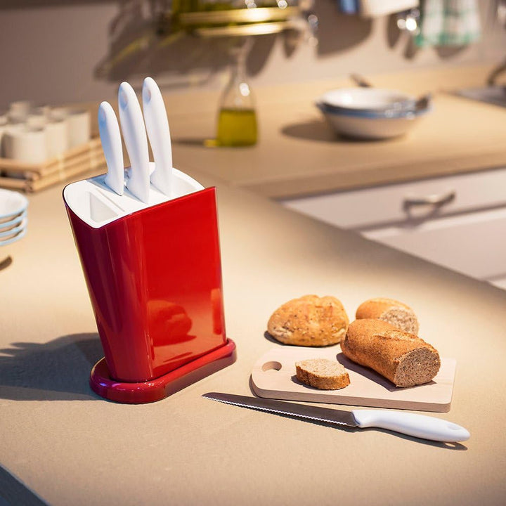 Omada Design Messerblock aus Polypropylen, Made in Italy, multifunktionaler Messerhalter mit Satz 5