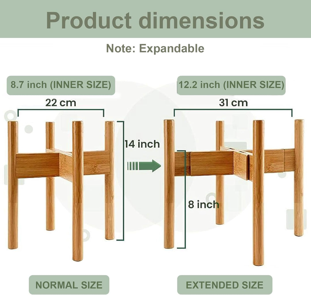Verstellbarer Blumenständer (Bis 31cm Breite) - Massiver Pflanzenhocker 35cm Hoch, Kreuz-Design Blum