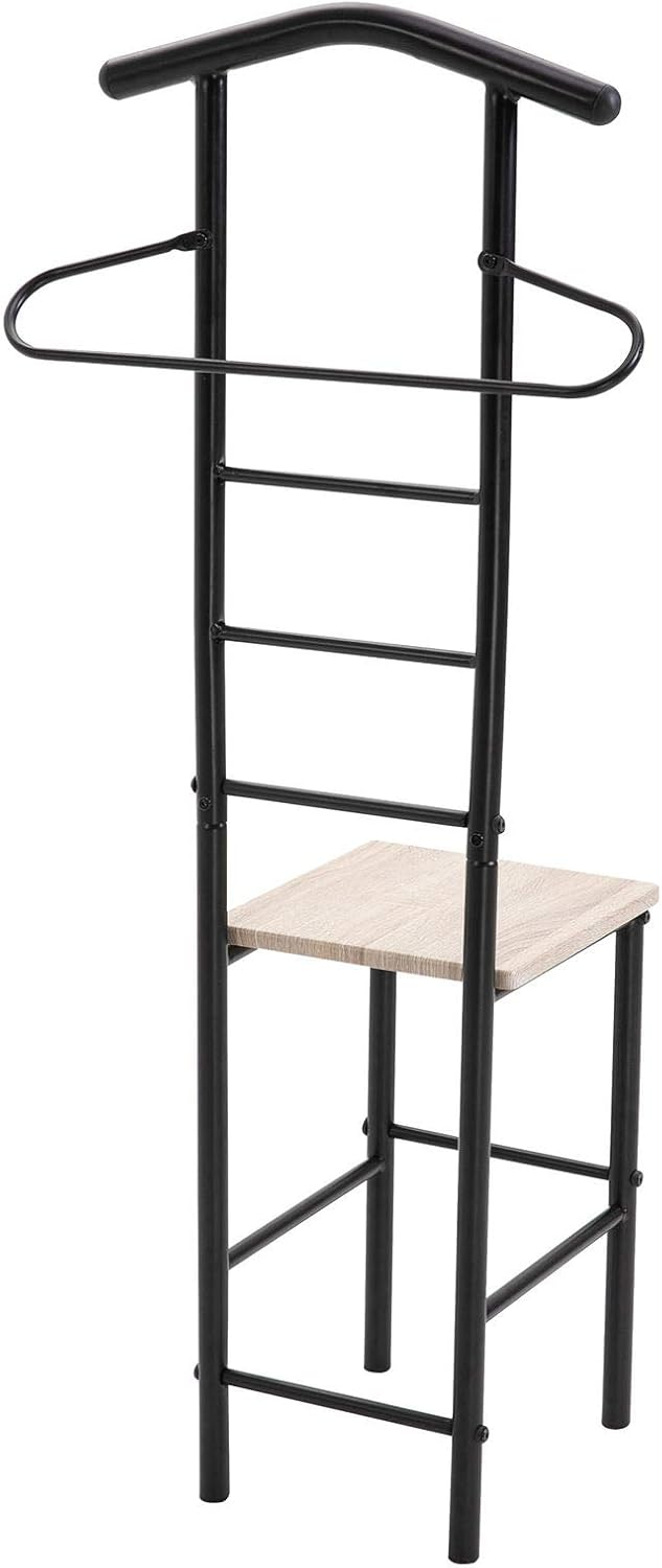 CARO-Möbel Herrendiener JIVO Stummer Diener Kleiderständer, Metallgestell schwarz und Ablage in Sono