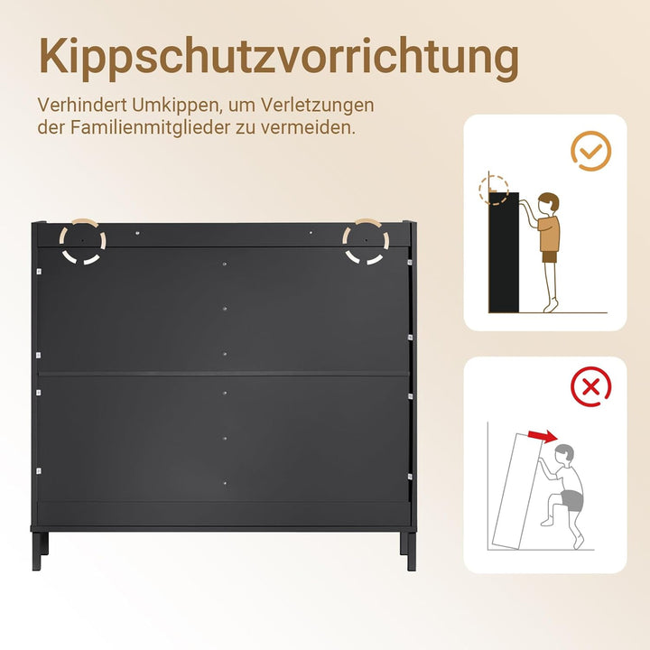 SoBuy Schuhschrank schmal mit 4 Klappen Platzsparender Schuhkipper Hoch Kommode Schuhregal geschloss