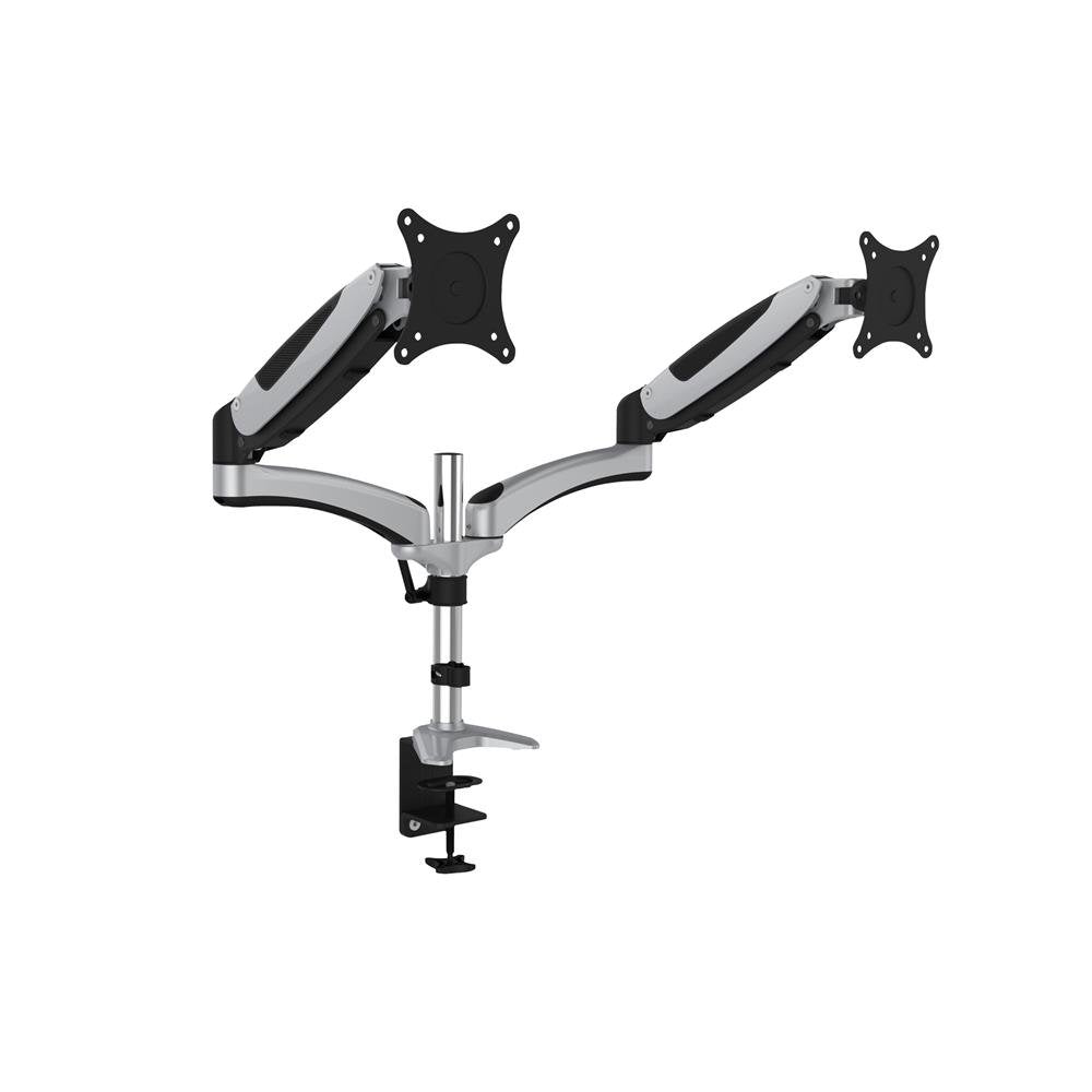 DIGITUS Monitorhalterung - Klemme &amp; Gasdruckfeder - 2 Monitore - Bis 27 Zoll - Bis 2x 8 kg - VESA 75
