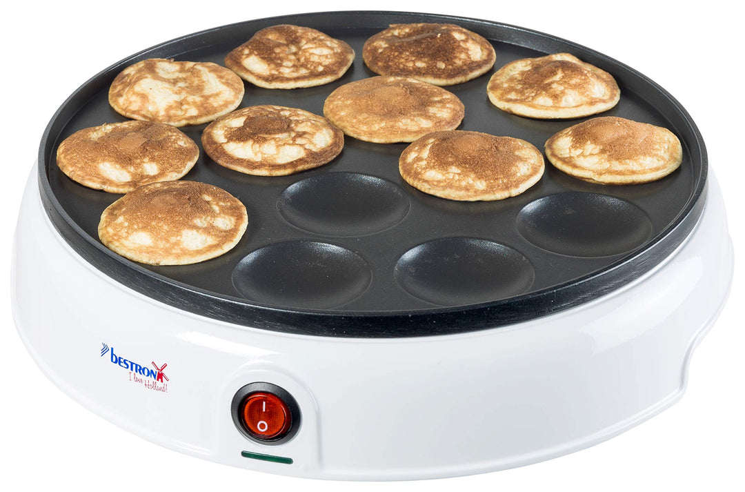 Bestron Poffertjes Maker im Retro Design, Mini Pfannkuchen Automat, mit Antihaftbeschichtung, Sweet