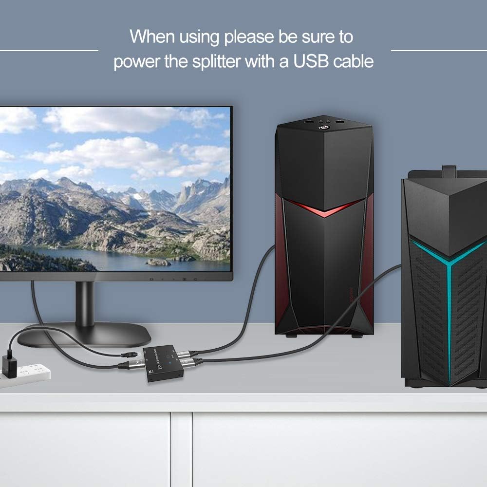 CABLEDECONN DisplayPort 8K DP 1.4 2In 1Out 1In 2Out Switch Bi-Direction 8K@30Hz 4K@120Hz Splitter Co