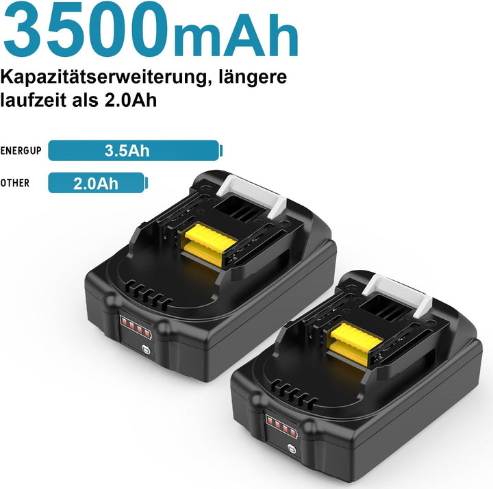 Energup 2 Stück 18V 3500mAh Akku für Makita Akku 18V BL1830 BL1815N BL1820 BL1830B BL1840
