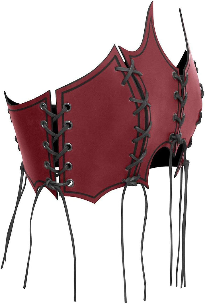 Andracor - Fantasy Brustplatte aus Leder für Frauen – Geflammtes Bustier aus Rüstleder mit Schnürung