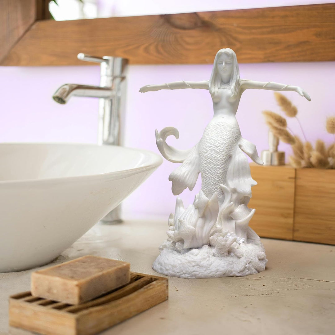 Design Toscano Königin des Ozeans, die Meerjungfrau: Marmor-Kunstharz Statue