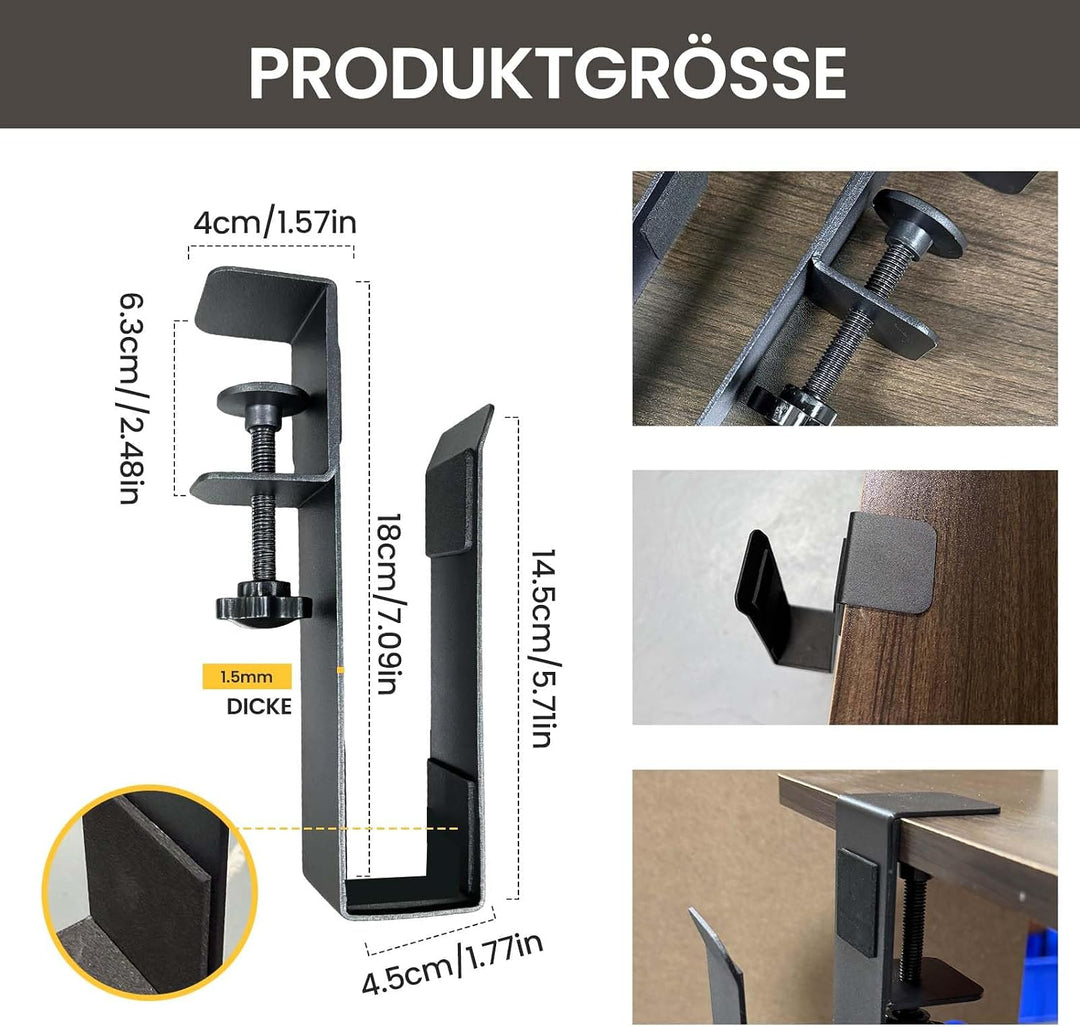 Verstellbarer Unter-Schreibtisch-Laptophalter, Metall Hängende Untershelf-Klemme, Bohrloser Laptop-O