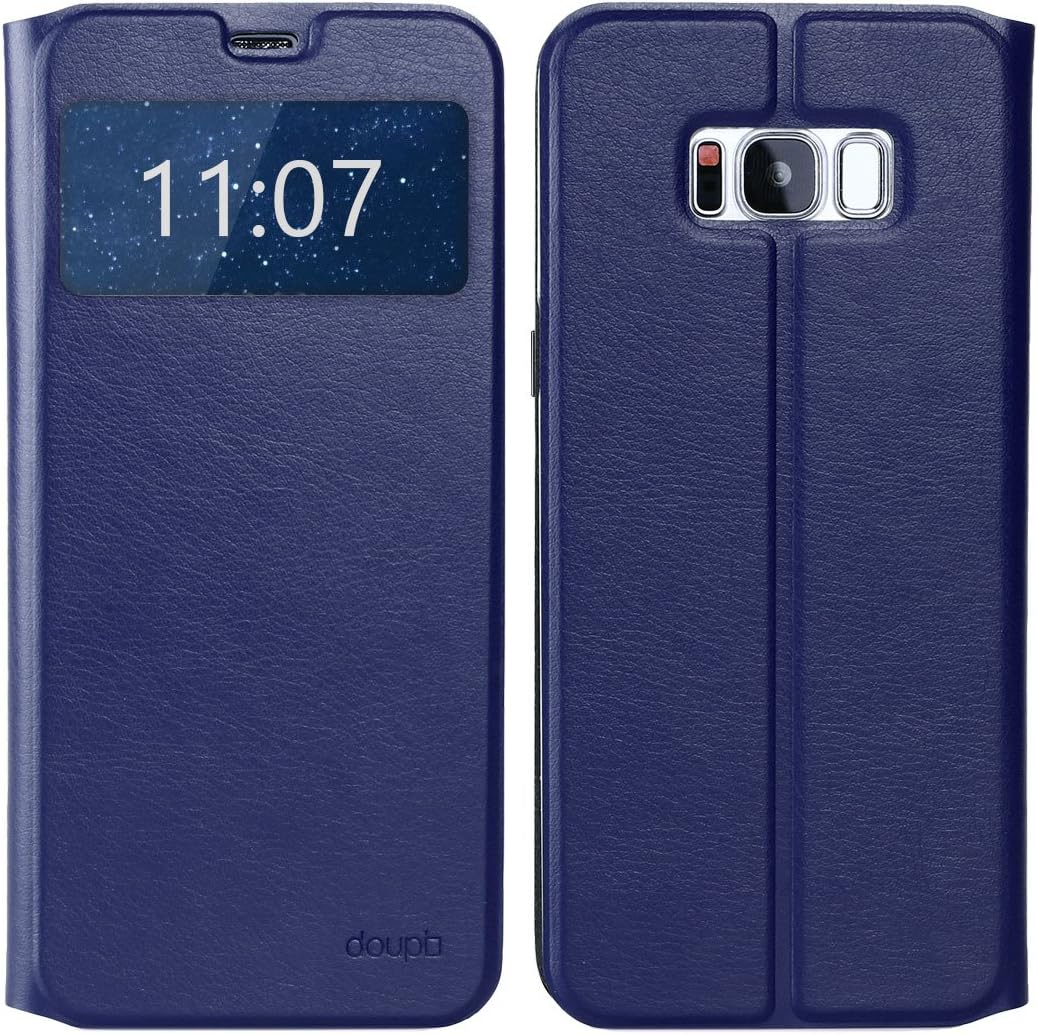 doupi FlipCase für Samsung Galaxy S8 Plus, Deluxe Schutzhülle mit Sichtfenster Magnet Verschluss Kla