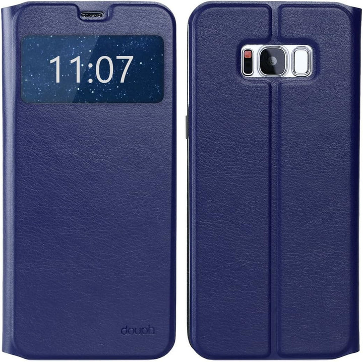 doupi FlipCase für Samsung Galaxy S8 Plus, Deluxe Schutzhülle mit Sichtfenster Magnet Verschluss Kla