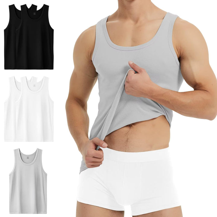 YouShow Unterhemd Herren 3/5er Pack 100% Baumwolle Tank Top Feinripp S 2*schwarz + 2*weiss + 1*grau,