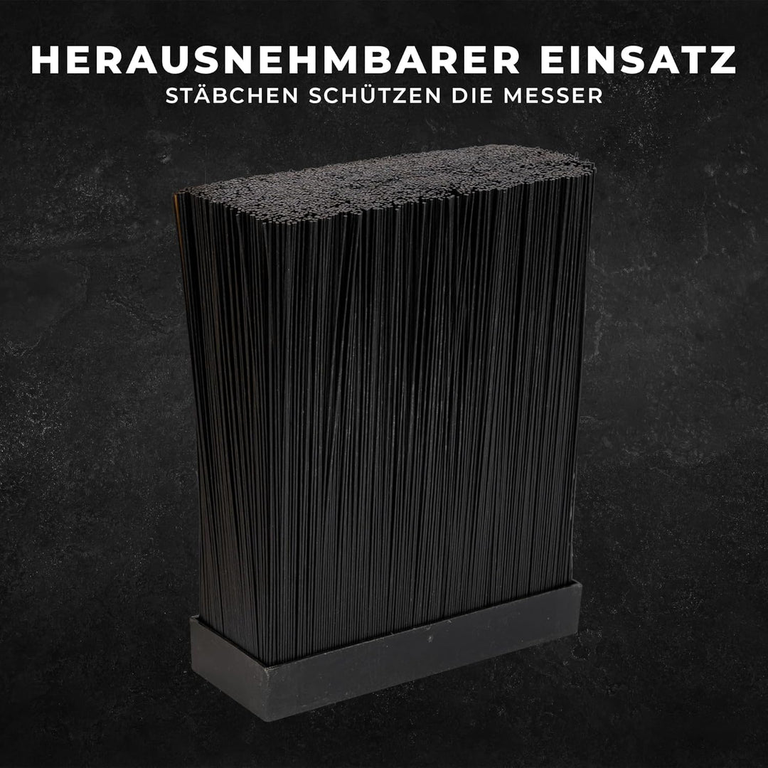 Magnet Messerblock 3in1 aus Bambus - 23x19,5x11cm - Magnetish Messerblock ohne Messer mit Magnetleis