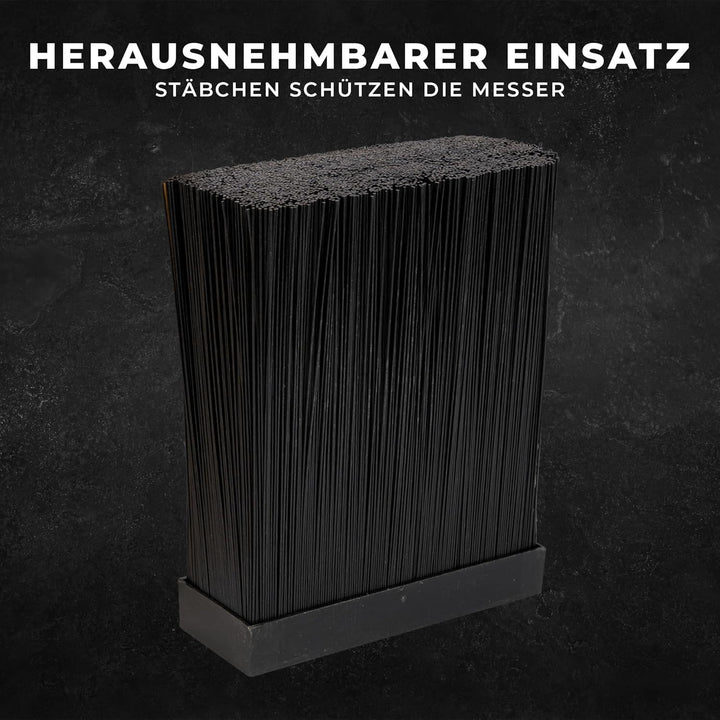 Magnet Messerblock 3in1 aus Bambus - 23x19,5x11cm - Magnetish Messerblock ohne Messer mit Magnetleis