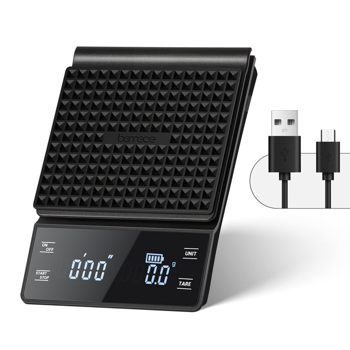 bemece USB Wiederaufladbare Digital kaffeewaage, Kaffeewaage mit Timer, Multifunktionale Küchenwaage