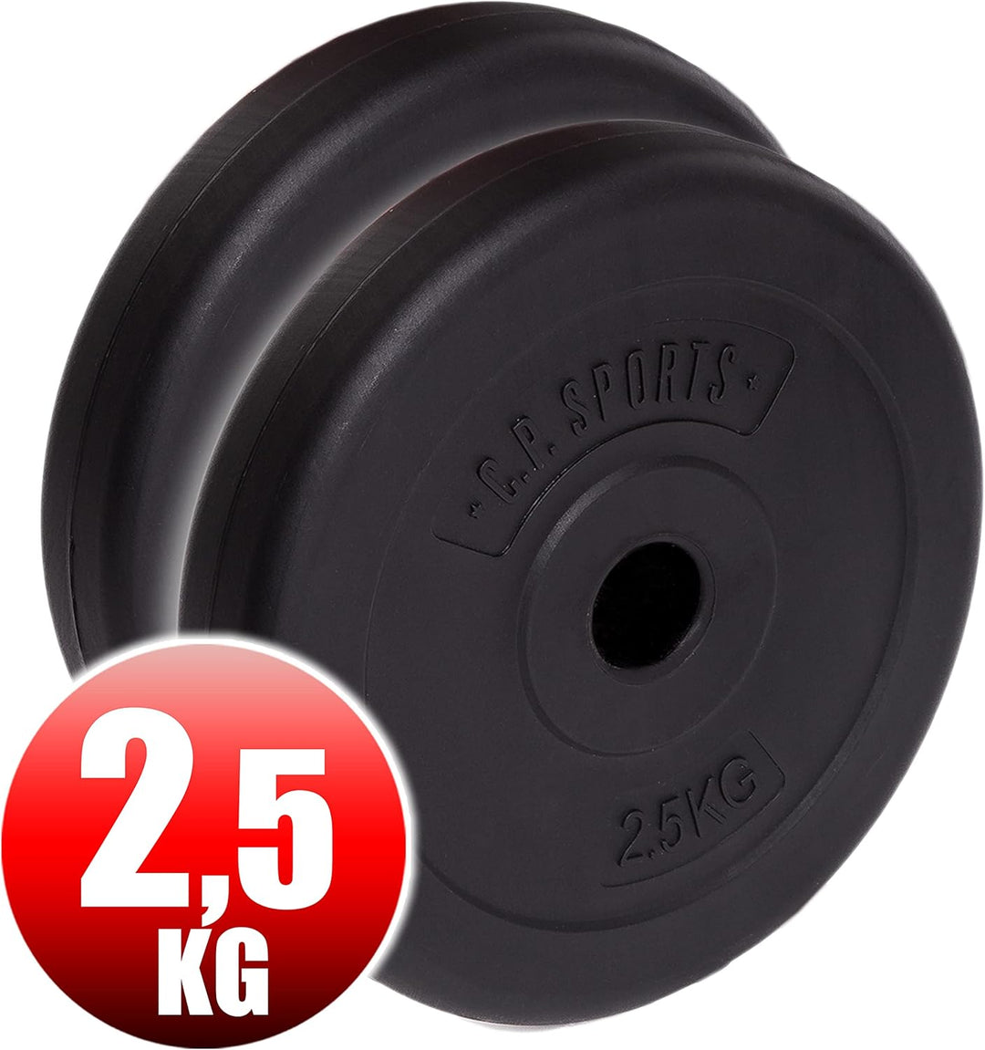 C.P. Sports Hantelscheiben 30mm | Paare 0,5KG bis 20KG oder Sets 26KG / 52KG | Kunststoff mit Zement