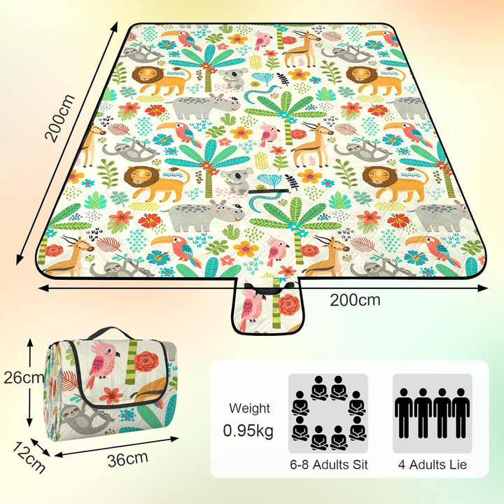 Extra gross Kinder Picknickdecke Wasserdicht 200 * 200cm, Strandmatte Campingdecke Gepolstert Faltba