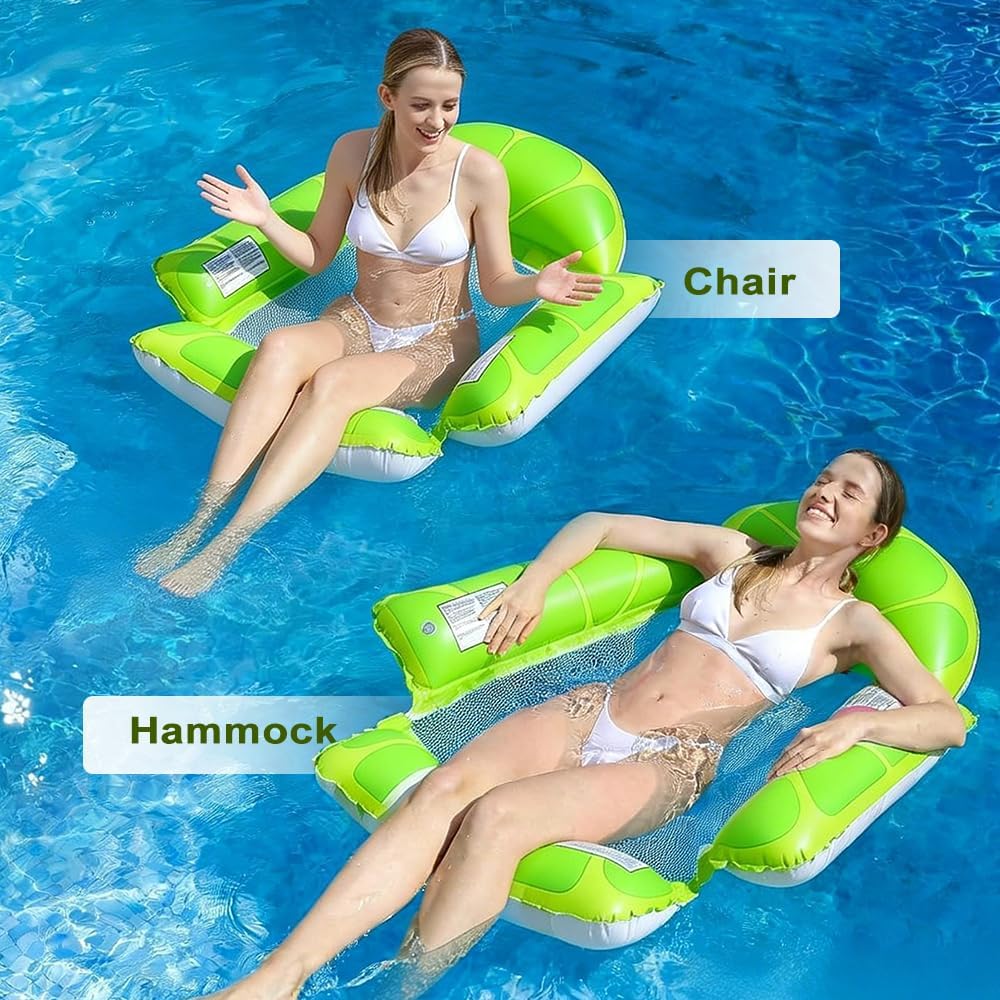 2 Stück Aufblasbare Pool-Schwimmliege für Erwachsene, Luftmatratze Pool mit Rückenlehne & Armlehnen,