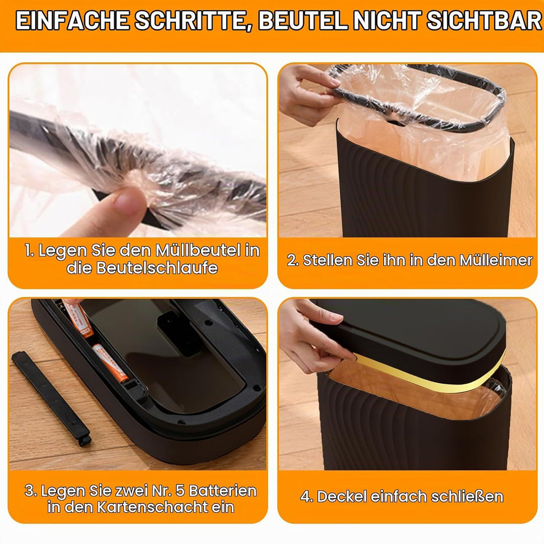Mülleimer 8l, Smart Sensor Mülleimer Küche mit Deckel, Kosmetikeimer, Mülleimer Bad, Geruchsdicht &amp;