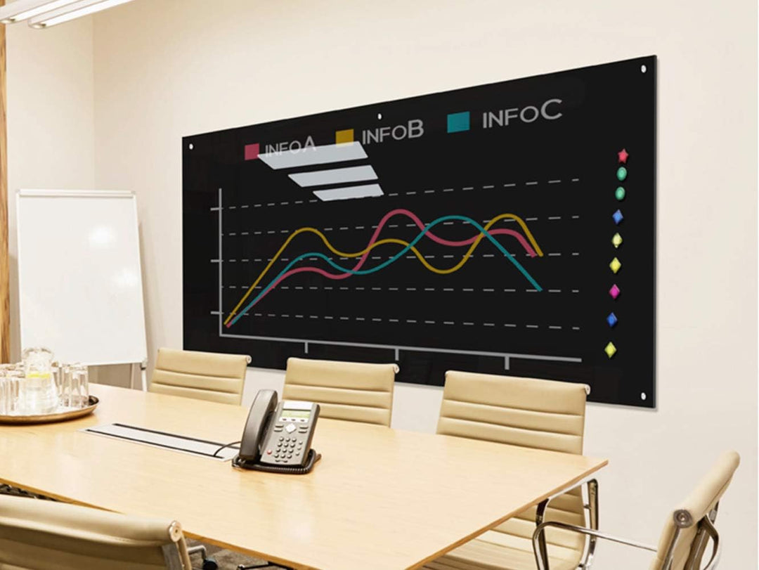 PUCHIKA Magnetisches Glas White- und Blackboard,Magnetisch Stabiler Tafel,Trocken Abwischbar,600 * 9
