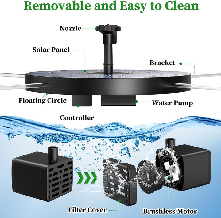 AISITIN Solar Springbrunnen für Aussen,2.5W Solarbrunnen Teichpumpe 2PCS mit Panel Wasserpumpe Schwi