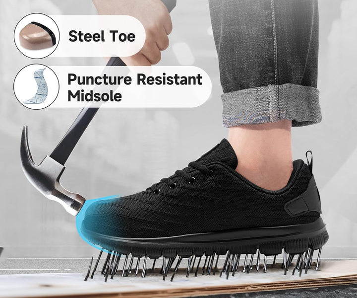 DYKHMILY Sicherheitsschuhe Damen Herren Pannensichere Arbeitsschuhe Leichte Stahlkappenschuhe Sportl