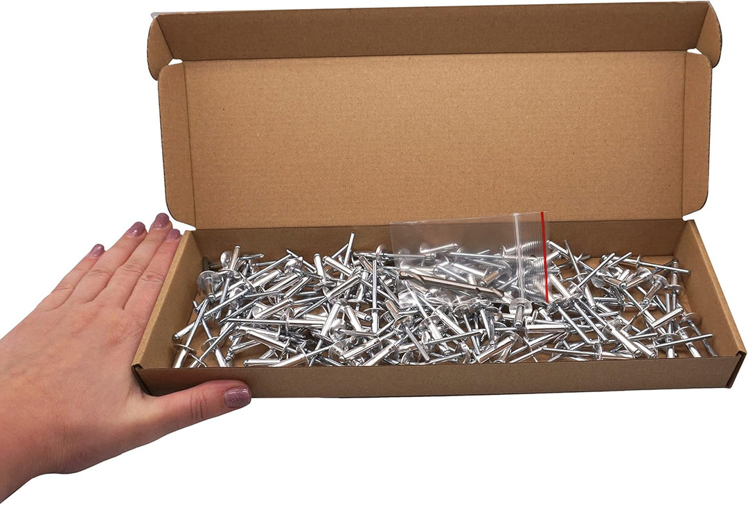 SKIR'CO (150 Stk) Grosse Blindnieten aus Aluminium mit grossem Flansch 5,0 x 20 mm, Stahlstift, Bohr