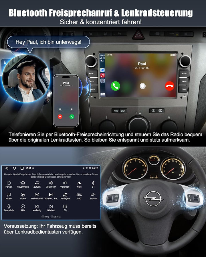 Bluetooth Autoradio mit Bildschirm für Opel Corsa d, Astra j&h, Insignia, Vivaro, Zafira b mit Navi