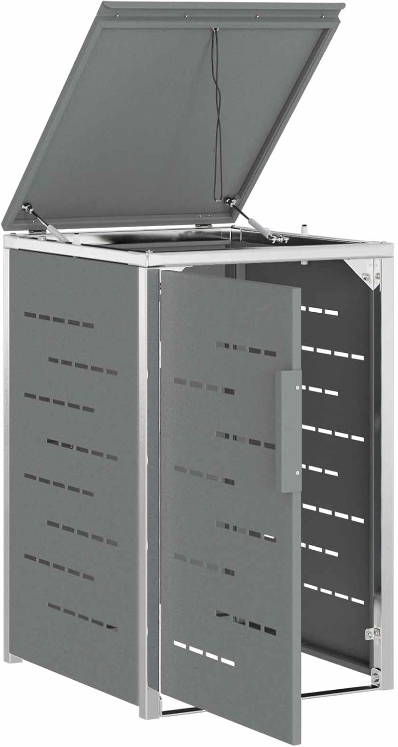 vidaXL Mülltonnenbox für 1 Behälter 240L Grau, Grau