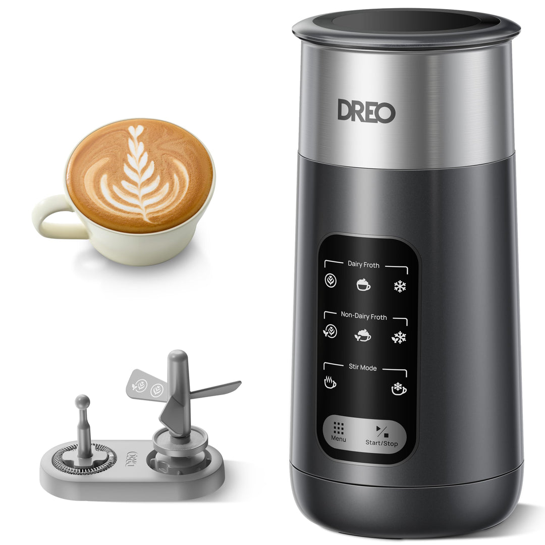 Dreo Milchaufschäumer, 8-in-1 Elektrischer Milchschäumer für Latte, Cappuccino, Heisse Schokolade, 2