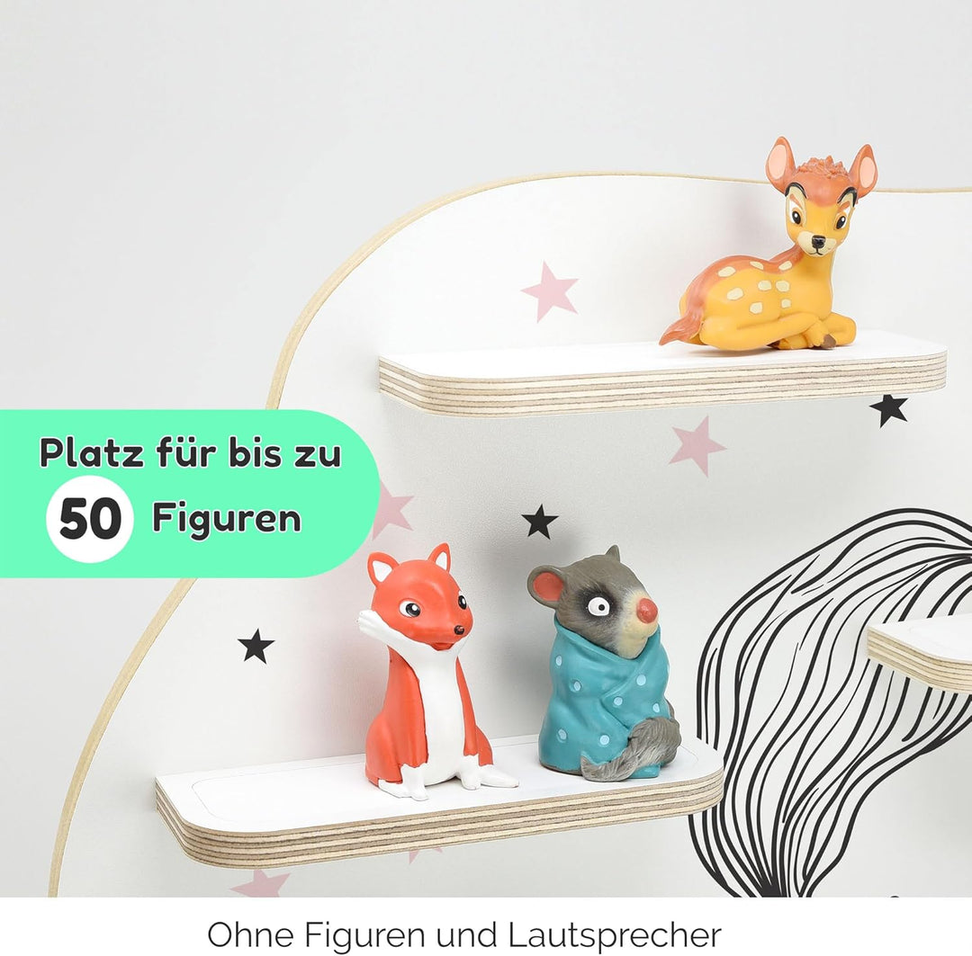 stadtecken Kinder Regal für Musikbox I Geeignet für die Toniebox und ca. 50 Tonies I Perfekte Aufbew