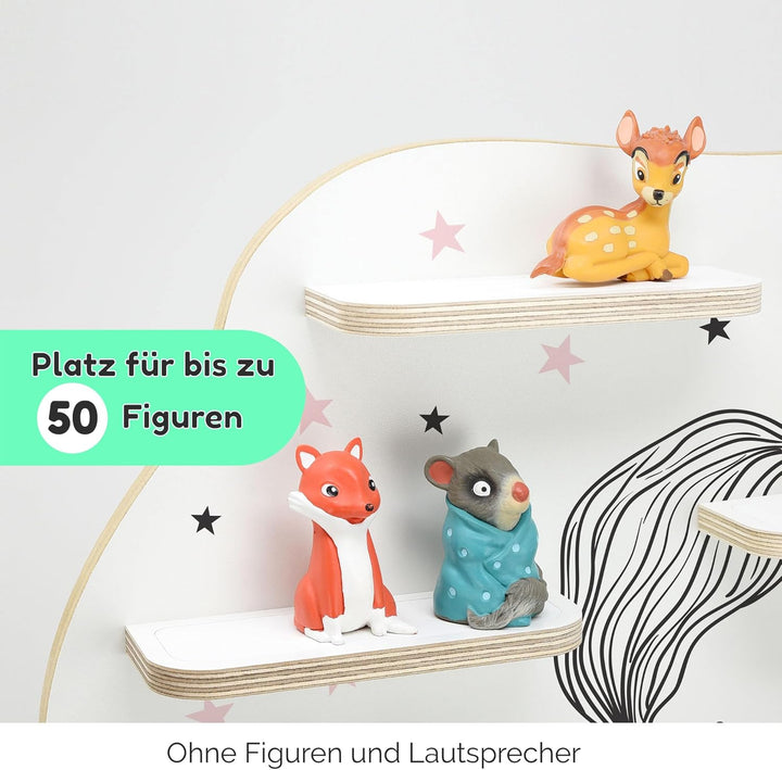 stadtecken Kinder Regal für Musikbox I Geeignet für die Toniebox und ca. 50 Tonies I Perfekte Aufbew